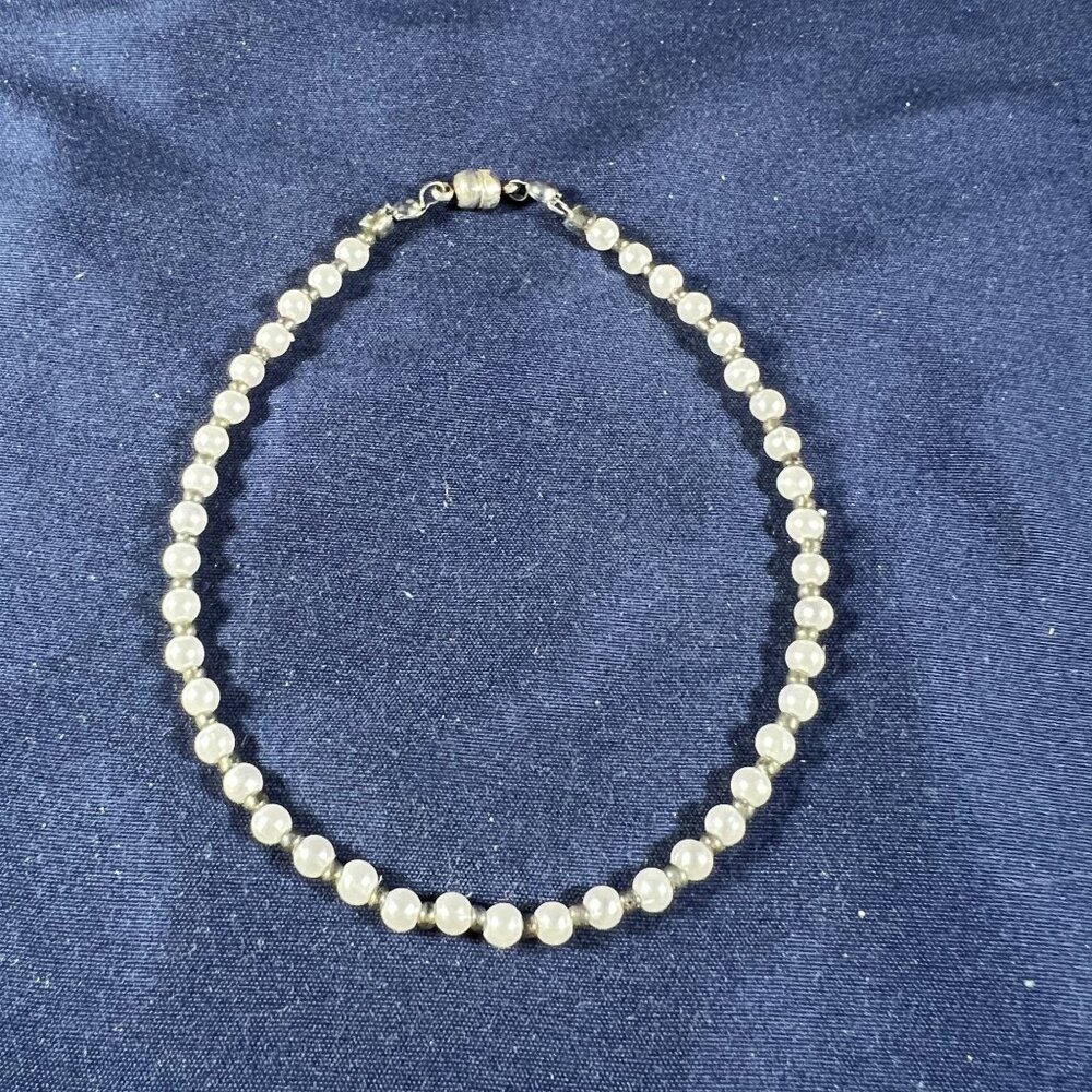 Vintage Faux Pearl Necklace With Silver-Tone Clasp